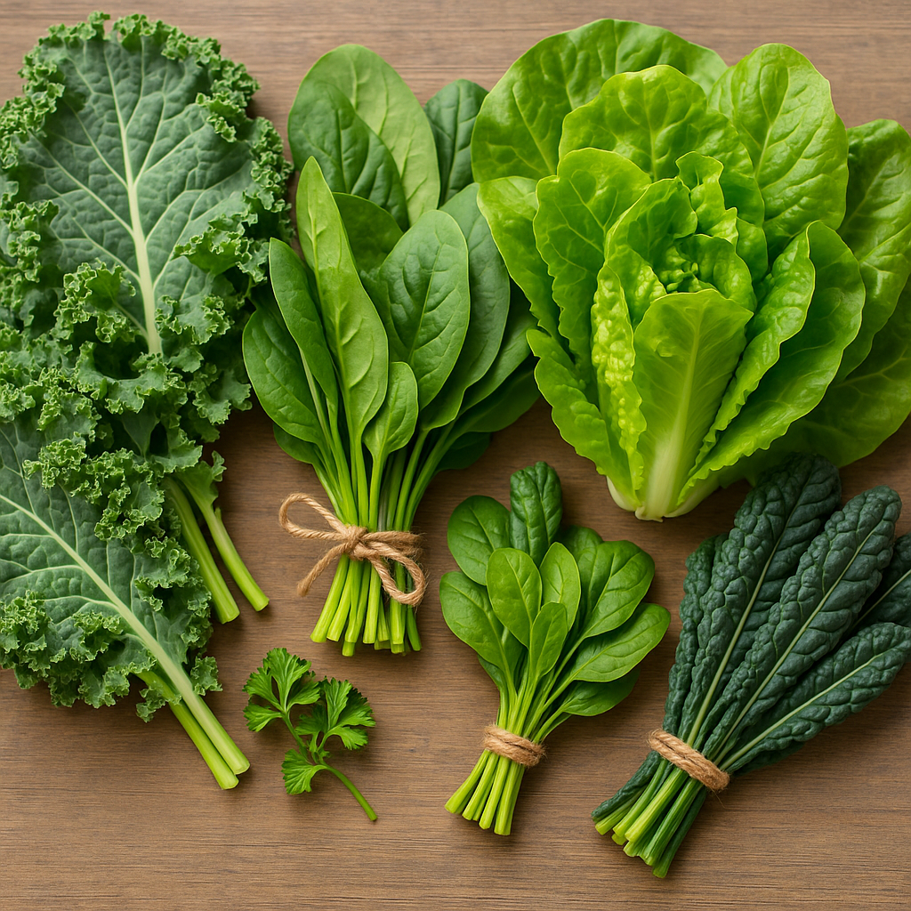 Leafy greens like spinach and kale