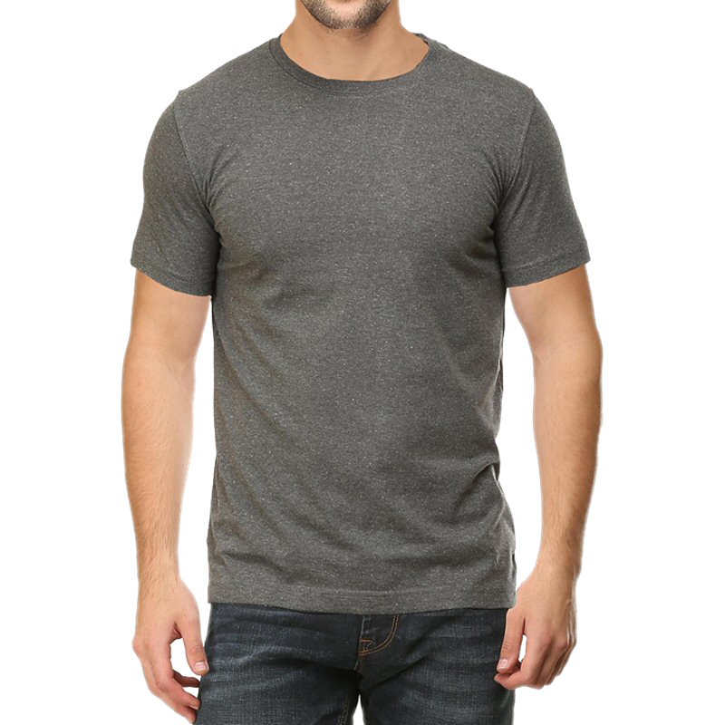 Charcoal Melange Plain Round Neck T-shirt - Tanshar