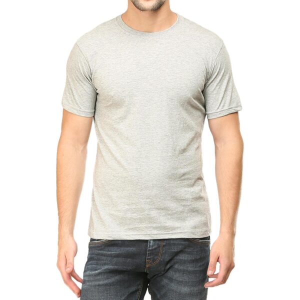 Grey Melange Plain Round Neck T-shirt - Tanshar