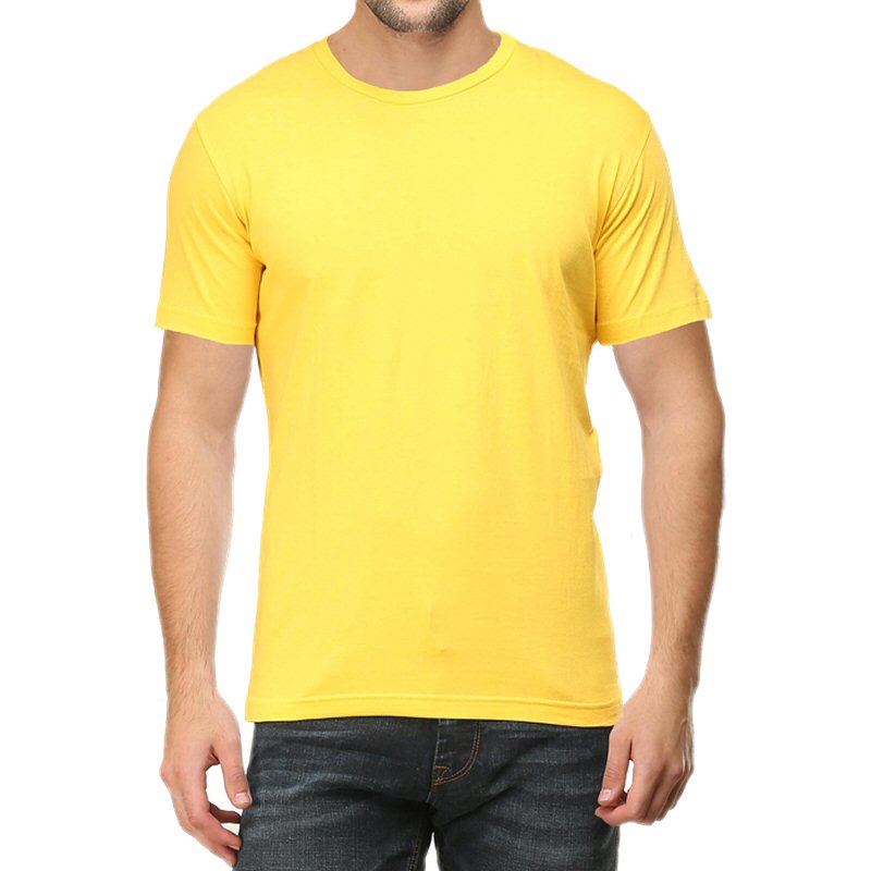 Light Yellow Plain Round Neck T-shirt - Tanshar