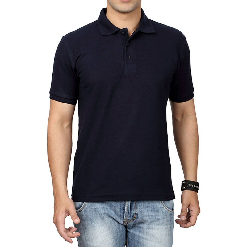 Navy Blue Plain Collar Polo T-shirt - Tanshar